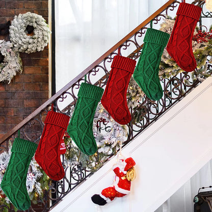 6Pcs Christmas Stockings Large Knitted Xmas Stockings 18 Inches Fireplace Hanging Stockings for Family Holiday Christmas Decoration